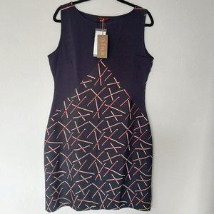 Tokyo Talkies Retro Style Sleeveless Navy Geometric Print Sheath Dress NWT